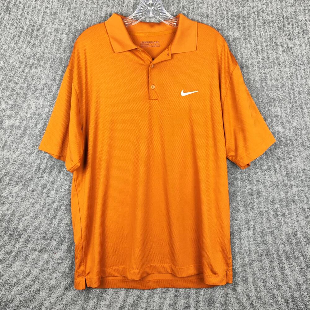 Texas Longhorns Polo Shirt Mens Large Orange NCAA Golf Nike Fit Dry Performance